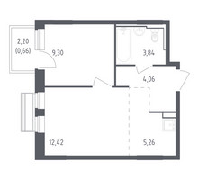Планировка однокомнатной(квартира) площадью 35.54 квадратных метров в “ЖК Рублевский Квартал”