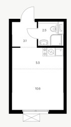 Планировка студии(квартира) площадью 21.7 квадратных метров в ЖК “ЖК Римского-Корсакова 11”