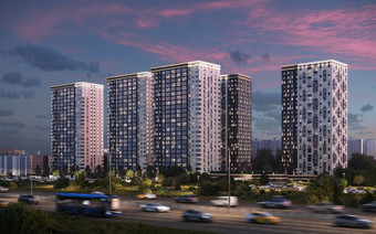 ЖК “EVO” в вечернее время