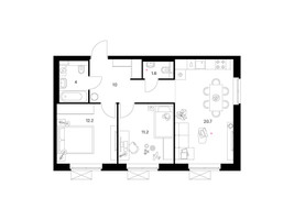 Планировка двухкомнатной(квартира) площадью 59.7 квадратных метров в “ЖК Люблинский парк”