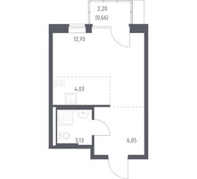 Планировка студии(квартира) площадью 26.57 квадратных метров в “ЖК Подольские кварталы”