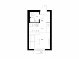 Планировка студии(квартира) площадью 18.8 квадратных метров в “ЖК Восточное Бутово”