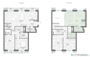 Планировка 4+ комнатной(квартира) площадью 122.75 квадратных метров в “Квартал Тишинский Бульвар”