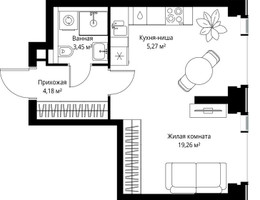 Планировка однокомнатной(квартира) площадью 32.16 квадратных метров в “Мультиквартал СИТИДЗЕН”