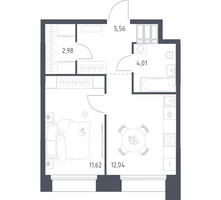 Планировка однокомнатной(апартаменты) площадью 36.21 квадратных метров в “ЖК Апарт-отель Тропарево парк”