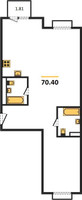 Планировка двухкомнатной(квартира) площадью 70.4 квадратных метров в “ЖК Dream Towers (Дрим Тауэрс)”