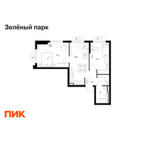 Планировка двухкомнатной(квартира) площадью 51.3 квадратных метров в “ЖК Зеленый парк”