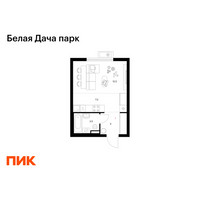 Планировка студии(квартира) площадью 27.3 квадратных метров в “ЖК Белая Дача парк”
