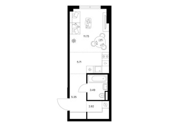 Планировка студии(квартира) площадью 29.1 квадратных метров в ЖК “ЖК Ильинские луга”