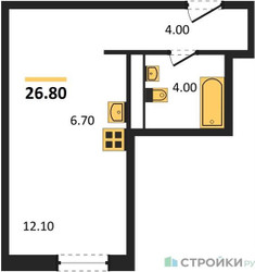 Планировка студии(квартира) площадью 26.8 квадратных метров в ЖК “ЖК Новая Щербинка”