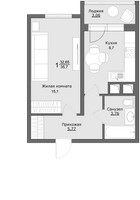 Планировка однокомнатной(квартира) площадью 35.7 квадратных метров в “ЖК Клевер”