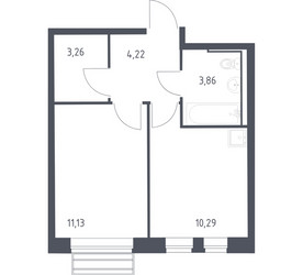 Планировка однокомнатной(квартира) площадью 32.2 квадратных метров в ЖК “ЖК Рублевский Квартал”
