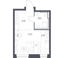 Планировка студии(квартира) площадью 25.64 квадратных метров в “ЖК Квартал Строгино”