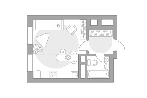 Планировка студии(квартира) площадью 25.98 квадратных метров в “ЖК Ильинойс”