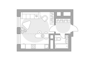 Планировка студии(квартира) площадью 25.98 квадратных метров в ЖК “ЖК Ильинойс”