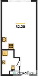 Планировка студии(квартира) площадью 32.2 квадратных метров в ЖК “ЖК PRIDE (Прайд)”