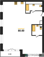 Планировка двухкомнатной(квартира) площадью 80 квадратных метров в “ЖК Фестиваль парк-2”