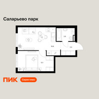 Планировка однокомнатной(квартира) площадью 36.2 квадратных метров в “ЖК Саларьево парк”