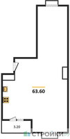 Планировка двухкомнатной(квартира) площадью 63.6 квадратных метров в “ЖК Римский”