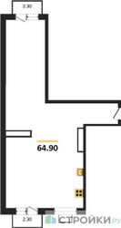 Планировка двухкомнатной(квартира) площадью 63.2 квадратных метров в ЖК “ЖК Легендарный квартал на Ботаническом саду”