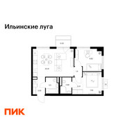 Планировка двухкомнатной(квартира) площадью 52.95 квадратных метров в “ЖК Ильинские луга”