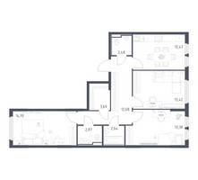 Планировка трехкомнатной(квартира) площадью 78.33 квадратных метров в “ЖК Остафьево”