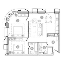 Планировка трехкомнатной(квартира) площадью 79.1 квадратных метров в ЖК “ЖК УНО Соколиная гора”