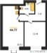 Планировка однокомнатной(квартира) площадью 44.77 квадратных метров в “ЖК Мечта”