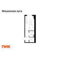 Планировка студии(квартира) площадью 28.14 квадратных метров в “ЖК Ильинские луга”