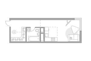 Планировка студии(квартира) площадью 27.29 квадратных метров в “ЖК Аникеевский”