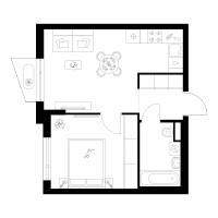 Планировка однокомнатной(квартира) площадью 36.1 квадратных метров в “ЖК Онежский вал”