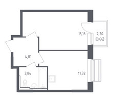 Планировка однокомнатной(квартира) площадью 35.79 квадратных метров в “ЖК Рублевский Квартал”