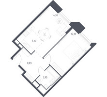 Планировка однокомнатной(апартаменты) площадью 48.3 квадратных метров в “ЖК Скай Спутник”