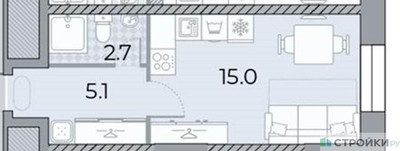 Планировка студии(квартира) площадью 22.8 квадратных метров в “ЖК ЗИЛАРТ”