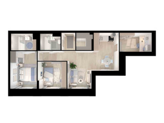 Планировка двухкомнатной(квартира) площадью 64.9 квадратных метров в ЖК “ЖК Алтуфьевское 53”