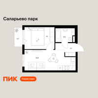 Планировка однокомнатной(квартира) площадью 32.4 квадратных метров в “ЖК Саларьево парк”