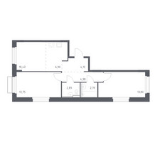 Планировка двухкомнатной(квартира) площадью 59.65 квадратных метров в “ЖК Новое Внуково”
