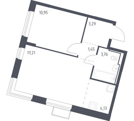 Планировка однокомнатной(квартира) площадью 40.79 квадратных метров в ЖК “ЖК Молжаниново”
