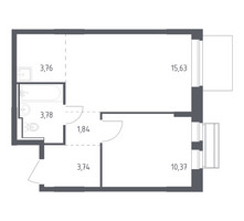 Планировка однокомнатной(квартира) площадью 39.12 квадратных метров в “ЖК Рублевский Квартал”