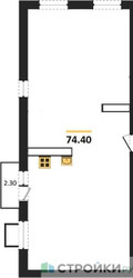 Планировка двухкомнатной(квартира) площадью 72.3 квадратных метров в “ЖК Легендарный квартал на Ботаническом саду”