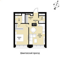 Планировка однокомнатной(квартира) площадью 49.3 квадратных метров в “ЖК Шелепиха (Cosmopolit)”