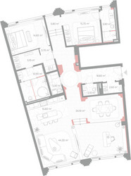Планировка двухкомнатной(квартира) площадью 163.5 квадратных метров в ЖК “ЖК Николь”