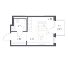 Планировка студии(квартира) площадью 23.52 квадратных метров в “ЖК Мытищи Парк”