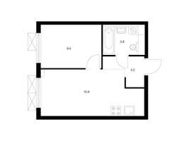 Планировка однокомнатной(квартира) площадью 32.3 квадратных метров в “ЖК Ильинские луга”