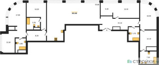 Планировка 4+ комнатной(квартира) площадью 201 квадратных метров в “ЖК Большая Татарская 35”