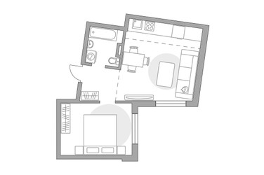 Планировка двухкомнатной(квартира) площадью 41.61 квадратных метров в ЖК “ЖК Аникеевский”
