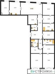 Планировка трехкомнатной(квартира) площадью 224.88 квадратных метров в ЖК “ЖК LUCE (Люче)”