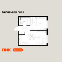 Планировка однокомнатной(квартира) площадью 37 квадратных метров в “ЖК Саларьево парк”