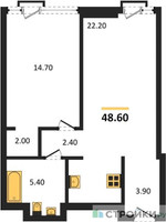 Планировка однокомнатной(квартира) площадью 48.5 квадратных метров в “ЖК Союз (СВАО)”