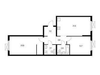 Планировка двухкомнатной(квартира) площадью 72.3 квадратных метров в ЖК “ЖК Волжский Парк”
